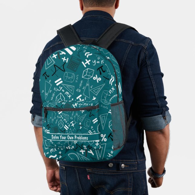 solve your own problems mathematics funnyturquoise printed backpack (Insitu (Model))