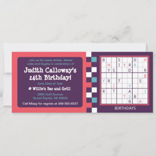 Solveable Sudoku Birthday Invitation