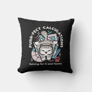 Solving for X and Yawns – Cute Tabby Cat Math Pun Cushion