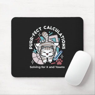 Solving for X and Yawns – Cute Tabby Cat Math Pun Mouse Mat