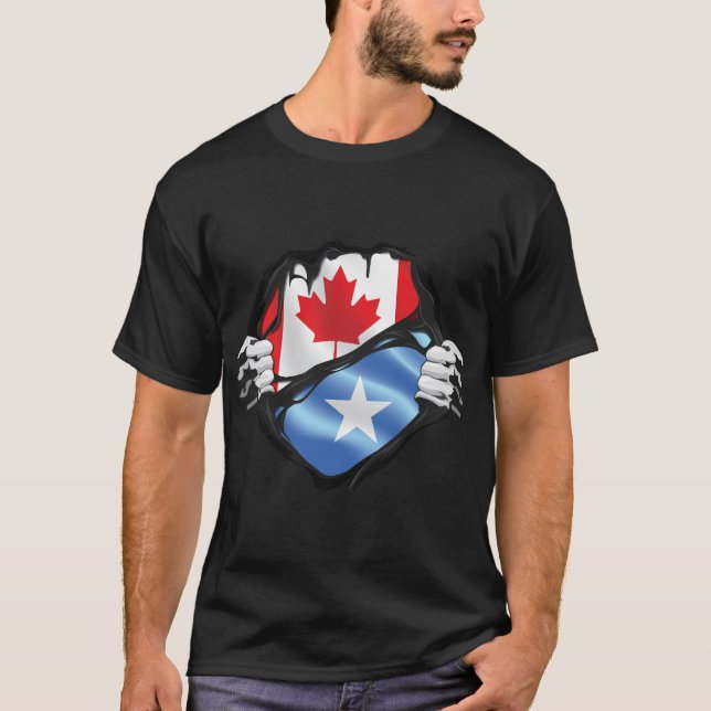 Somali Canadian Hands Ripped Roots Flag T-Shirt (Front)