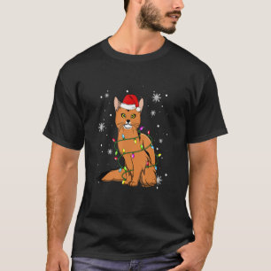Somali Cat Christmas Lights Christmas Cat Santa ha T-Shirt