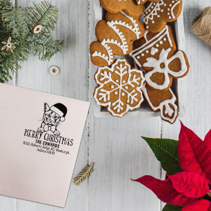 Somali Cat Return Address Christmas Rubber Stamp