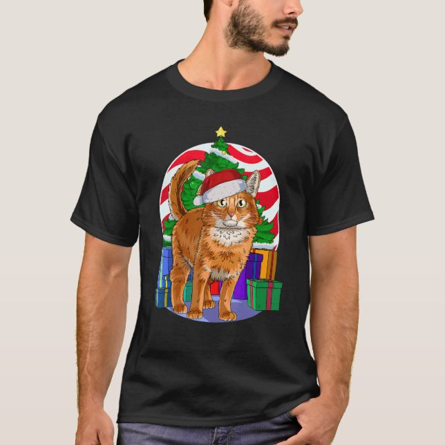 Somali Cat Santa Christmas Tree Decor T-Shirt (Front)