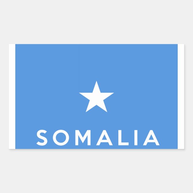 somalia country flag symbol name text rectangular sticker (Front)