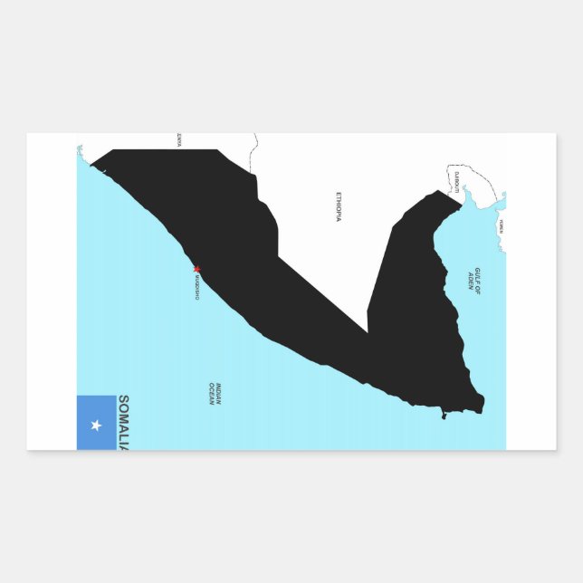 somalia country political map flag rectangular sticker (Front)