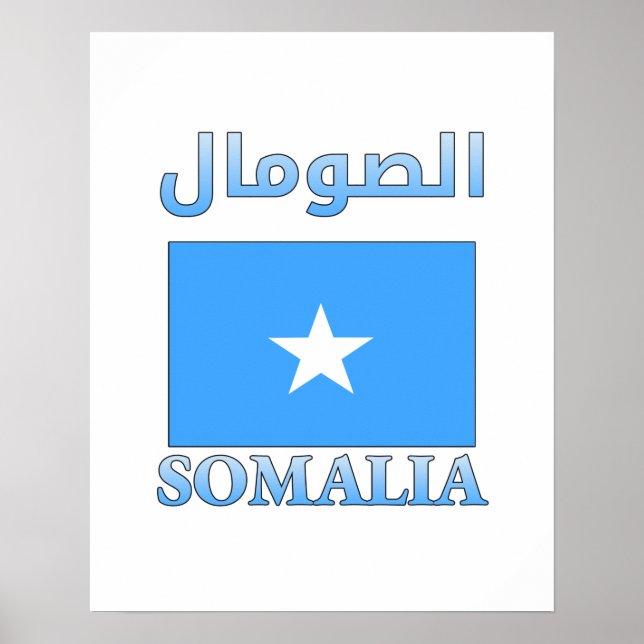 Somalia Flag الصومال Arabic & English WordArt Poster (Front)