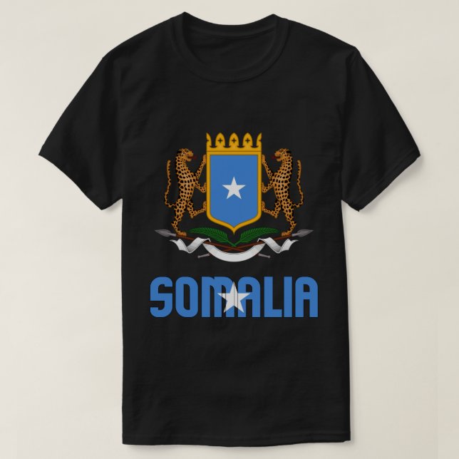 Somalia Flag and Coat Of Arms Patriotic T-Shirt (Design Front)