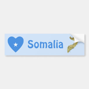 Somalia Flag Heart + Map Bumper Sticker