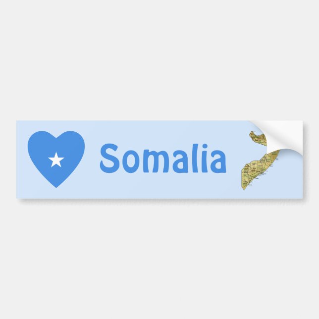 Somalia Flag Heart + Map Bumper Sticker (Front)