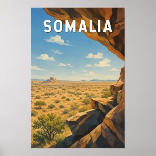 Somalia Illustration Travel Art Vintage Poster