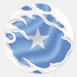 Somalia Ripped Flag Classic Round Sticker