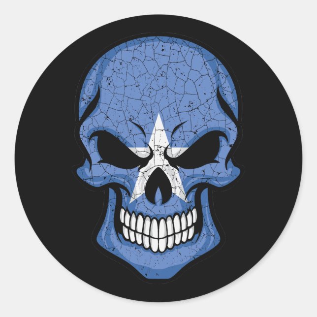 Somalia Smiling Skull Flag Classic Round Sticker (Front)