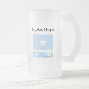 Somalia Somali Flag Black Personalisation Frosted Glass Beer Mug