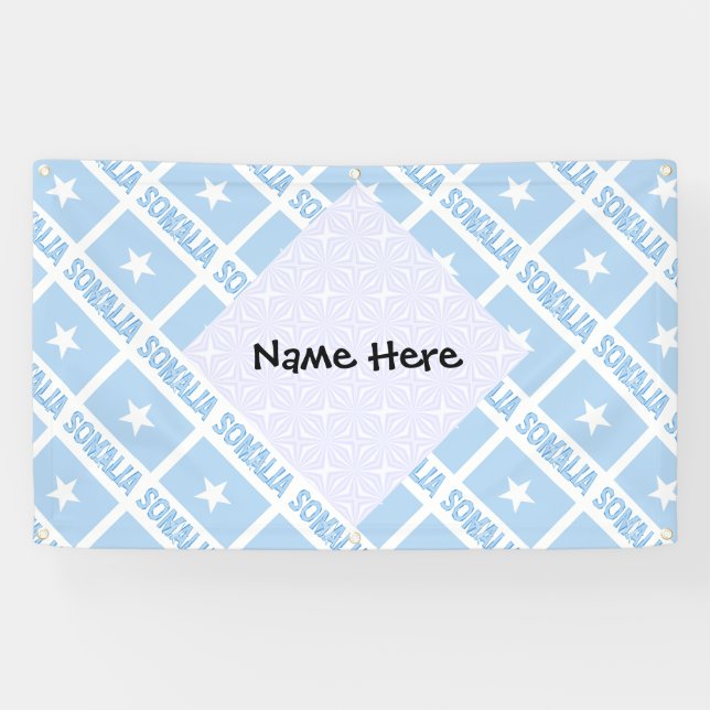 Somalia Somali Flag Tiled Black Personalisation  Banner (Horizontal)