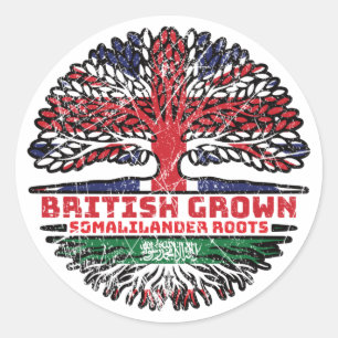 Somaliland Somalilander British UK Tree Roots Flag Classic Round Sticker
