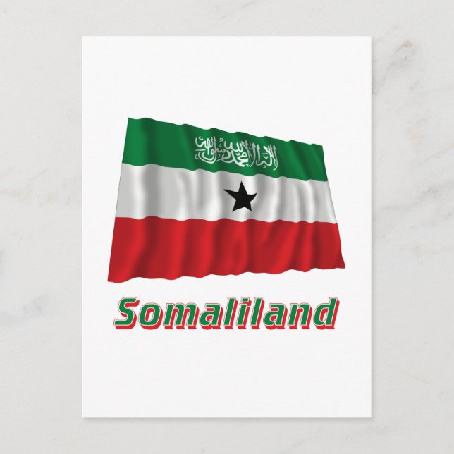 Somaliland Waving Flag with Name Postcard (Front)