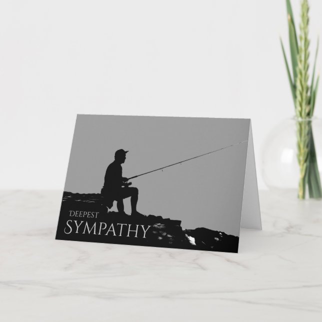 Sombre Masculine Sympathy Card for a Fisherman (Front)