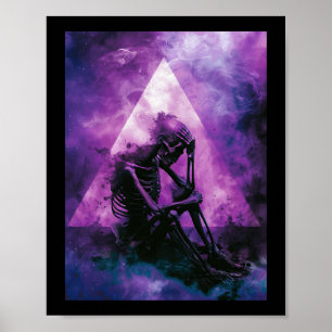 Sombre Skeleton And Triangle Sticker Poster