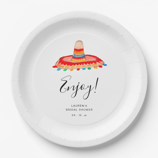 Sombrero Bridal Fiesta  Paper Plate (Front)