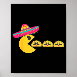 Sombrero eating funny tacos with moustaches cinco poster