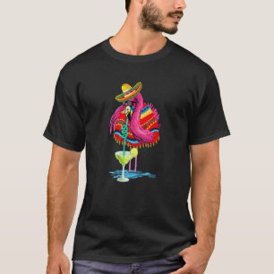 Sombrero Flamingo Drinking Margarita Cinco De Mayo T-Shirt