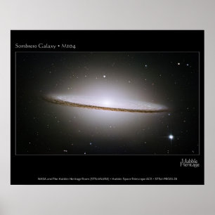Sombrero Galaxy, largest Hubble mosaics ever assem Poster