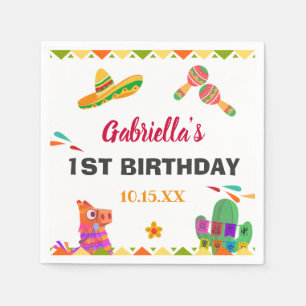Sombrero Llama Mexican Style Fiesta First Birthday Napkin