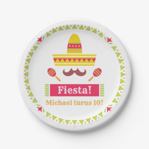 Sombrero Moustache Maracas Birthday Fiesta Plates