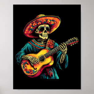 Sombrero skeleton mexico dia de los muertos poster