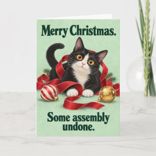 Some Assembly Undone Funny Cat Christmas Card