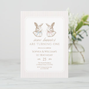 Some Bunnies Are Turning One siblings Birthday Invitation