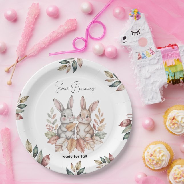 Some Bunnies Ready for Fall Paper Plate (Party)