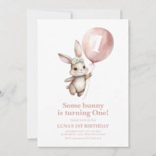 Some Bunny 1st Birthday Daisy Balloon Invitation