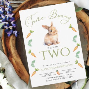 Some Bunny 2nd birthday invitation with border