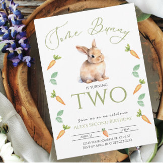 Some Bunny 2nd birthday invitation with border