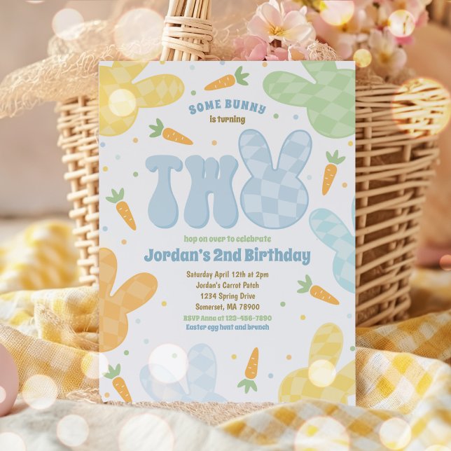 Some Bunny 2nd Birthday Modern Bunny Party Invitation (Creator Uploaded)