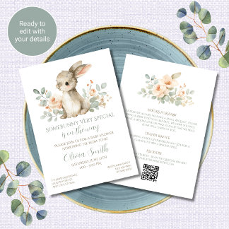 Some Bunny Baby Shower Invitation All in One QR