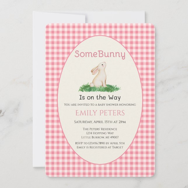 Some Bunny Baby Shower Pink Invitation (Front)