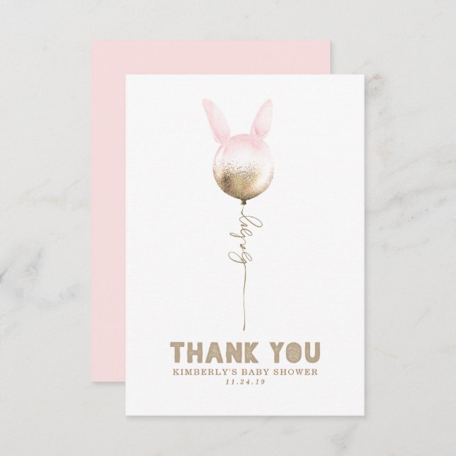 Some Bunny Balloon Baby Shower Small Thank You (Front/Back)