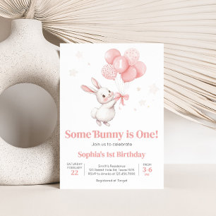 Some Bunny Balloon Birthday Party Invitation