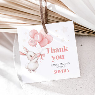 Some Bunny Balloon Birthday Party Square Favour Tags