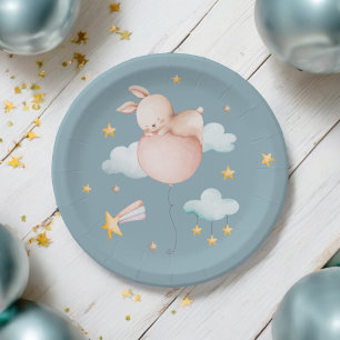 Some Bunny Balloon & Shooting Star Baby Shower Paper Plate