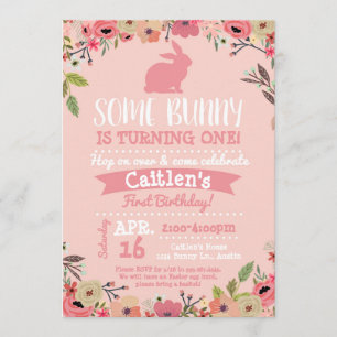 Some Bunny Birthday Easter Invitation Pink