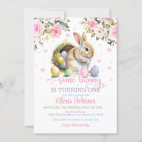Some Bunny Birthday Invitation - Pastel Eggs