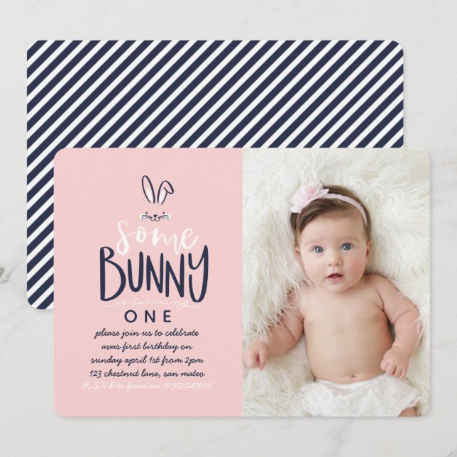 SOME BUNNY BIRTHDAY PARTY INVITATION (Front/Back)