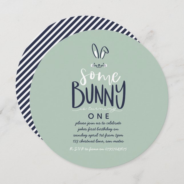 SOME BUNNY BIRTHDAY PARTY INVITATION (Front/Back)