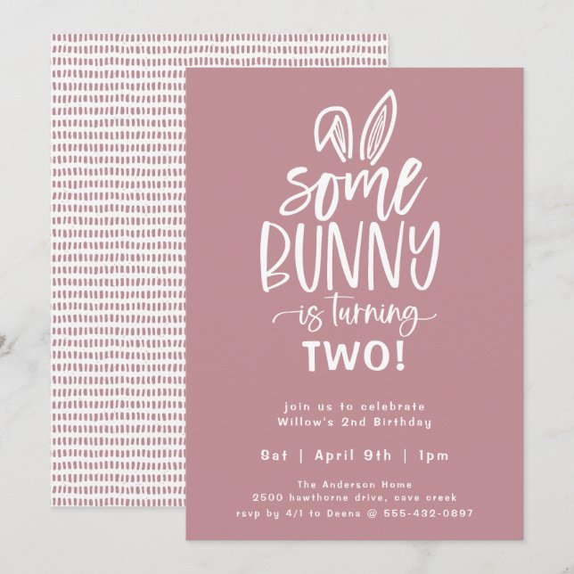 Some Bunny Birthday Party Invitation (Front/Back)