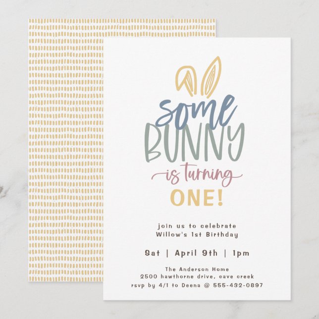 Some Bunny Birthday Party Invitation (Front/Back)