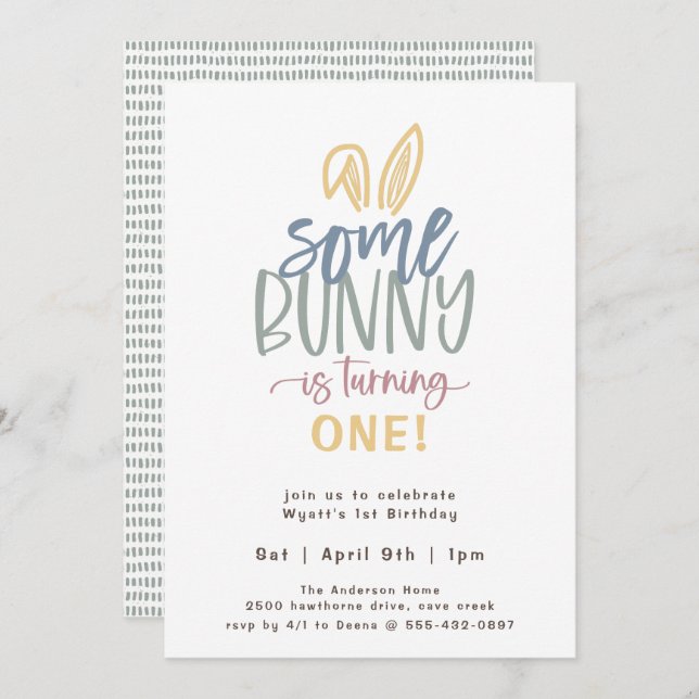 Some Bunny Birthday Party Invitation (Front/Back)